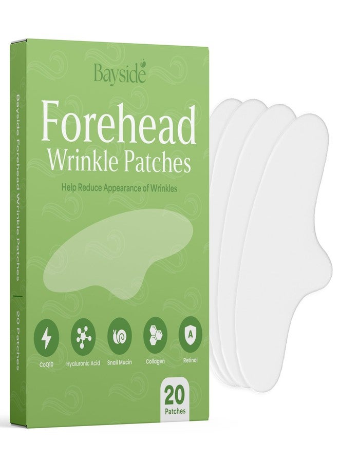 Bayside Forehead Wrinkle Patches | 20 Reusable Anti-Aging Pads with Retinol Collagen CoQ10 Hyaluronic Acid & Snail Mucin | Smooth Fine Lines, Deep Wrinkles, Hydrating Overnight Treatment for All Skin Types - Image 1